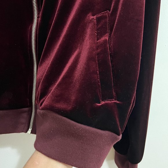 American Apparel Velvet Track Jacket with Pockets Maroon Size Medium - Picture 10 of 15